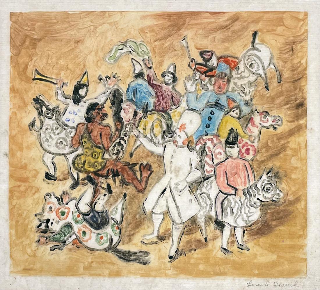 Lucile Blanch (1895 - 1981): "Circus Practice - Sarasota, FL"; c. 1930; Monoprint; 10" x 12"; Signed Lower Right; Unframed.