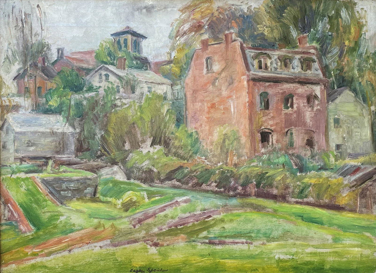 Eugene Speicher (1883-1962): "Old Brick House - Kingston, NY"; c. 1930; Oil on Canvas; 16" x 20"; Signed Lower Center; Framed.