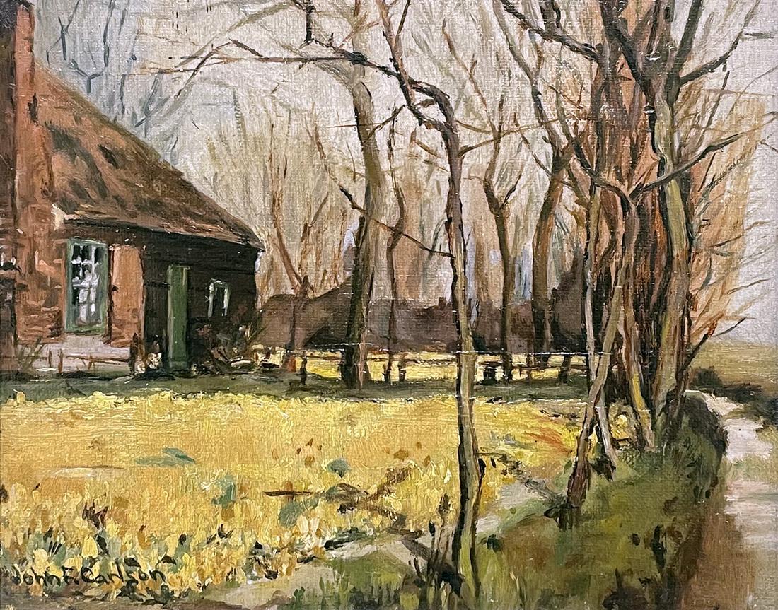 John F. Carlson (1875 - 1947): "Landscape"; c. 1920; Oil on Board; 6.5" x 7.75"; Signed Lower Left; Framed.