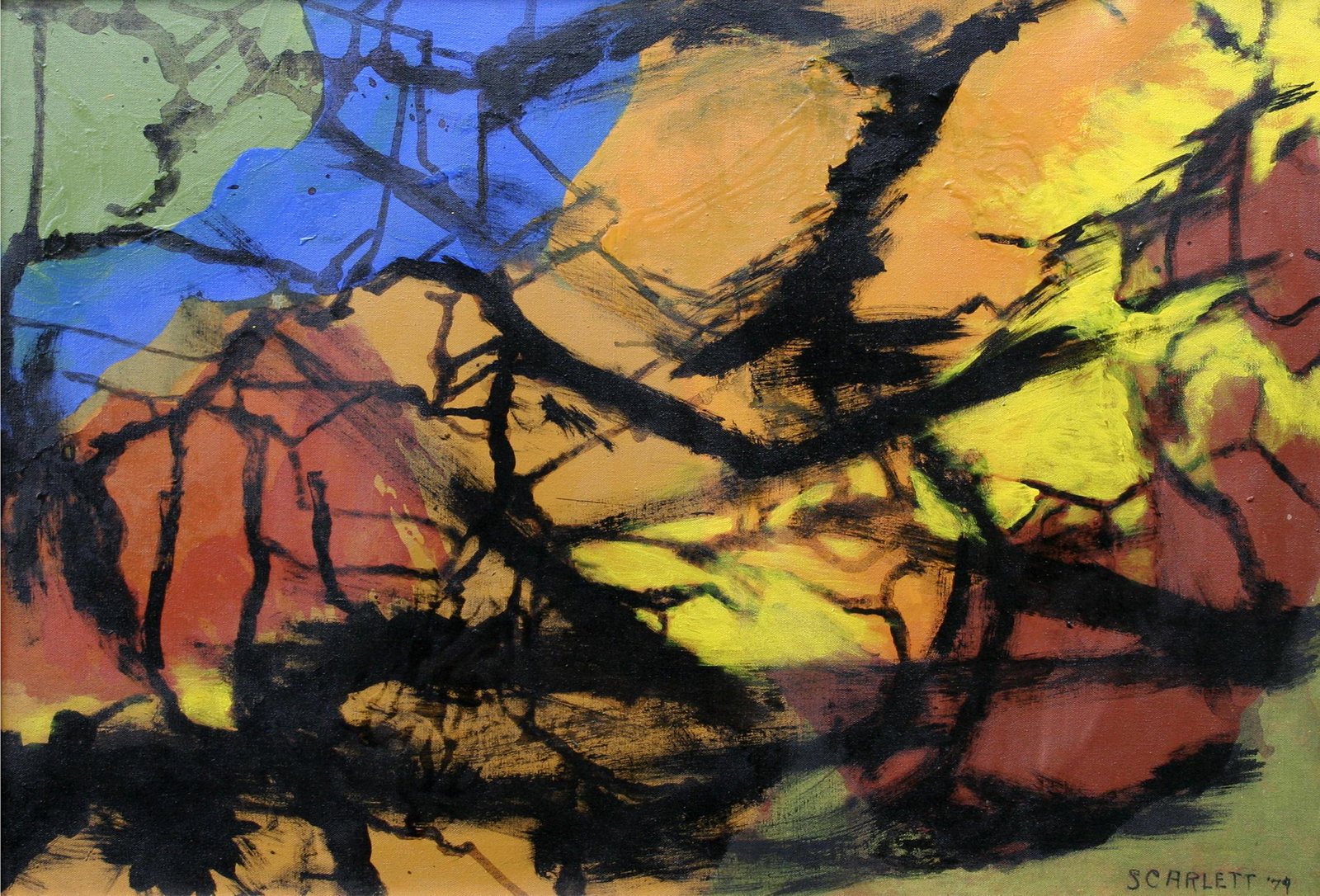 Rolph Scarlett (1889 - 1984): "Untitled"; 1979; Oil on Canvas; 22.75" x 32.75"; Signed Lower Right; Framed.