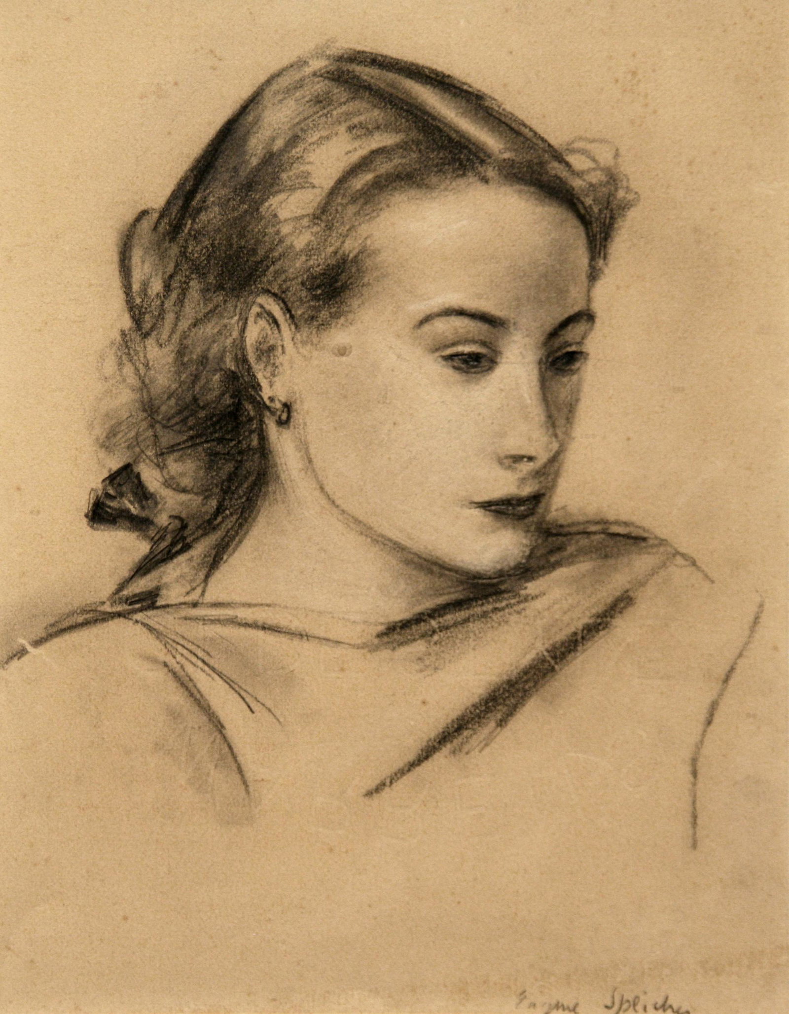 Eugene Speicher (1883 - 1962): "Portrait of a Woman"; c. 1930; Graphite on Paper; 8.75" x 6.75" Signed Lower Right; Framed (under glass).