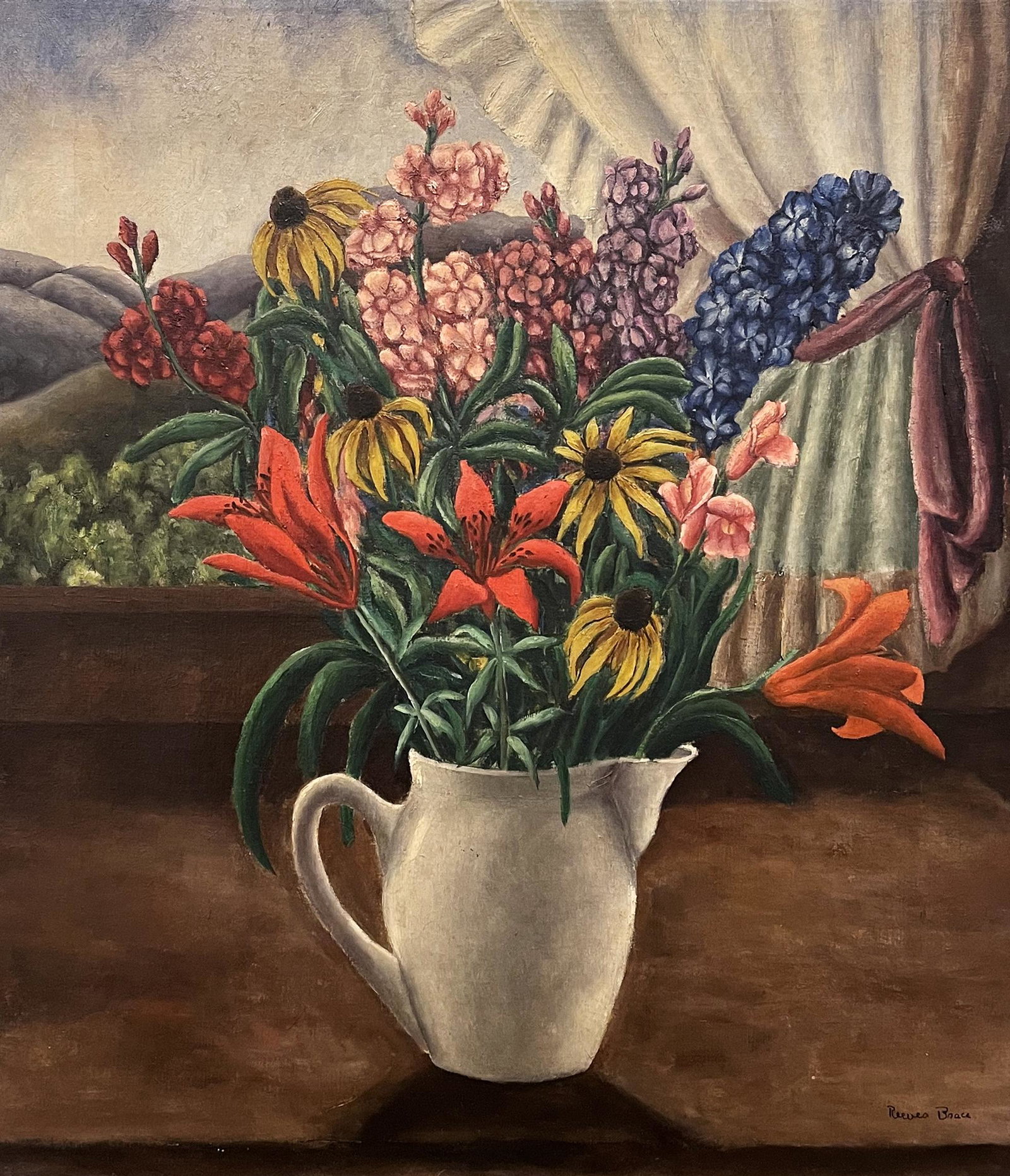 Reeves Brace (1898 - 1932): "Flowers"; c. 1925; Oil on Canvas; 21.5" x 18"; Signed Lower Right; Framed.