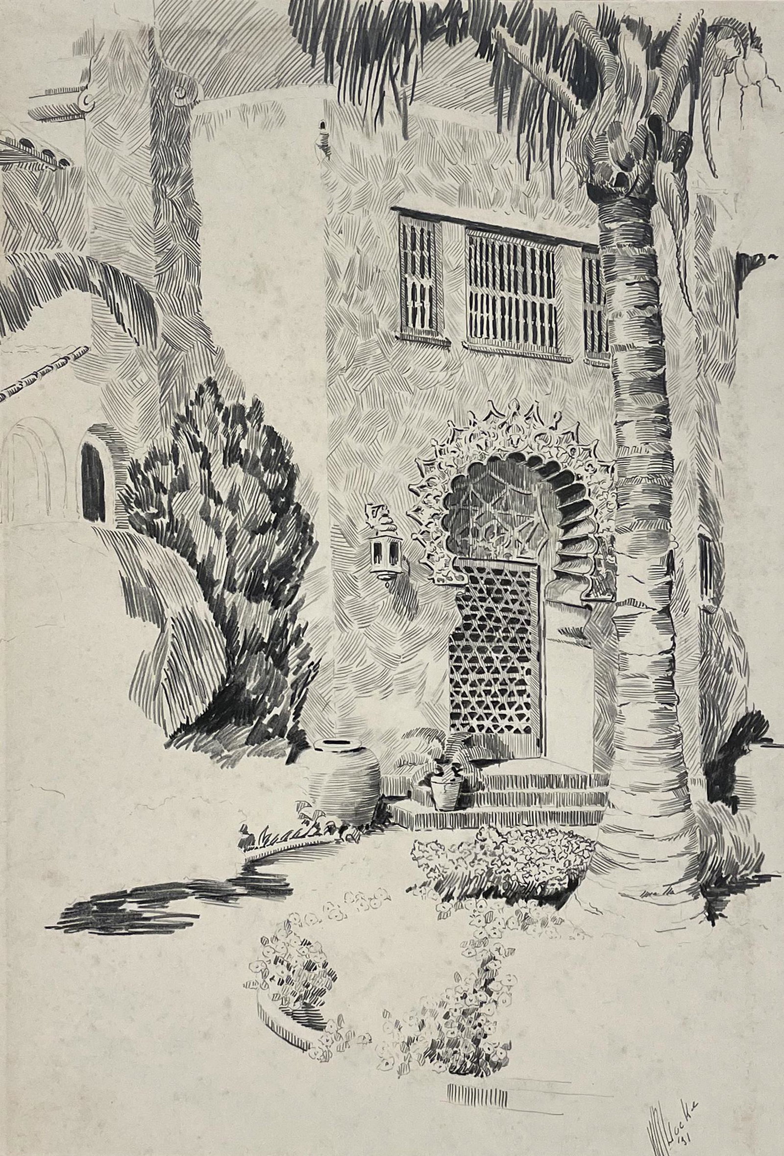 Walter Ronald Locke (1883 - 1949): "St. Augustine, Florida"; 1931; Graphite on Paper; 14" x 9.5"; Signed Lower Right; Unframed.