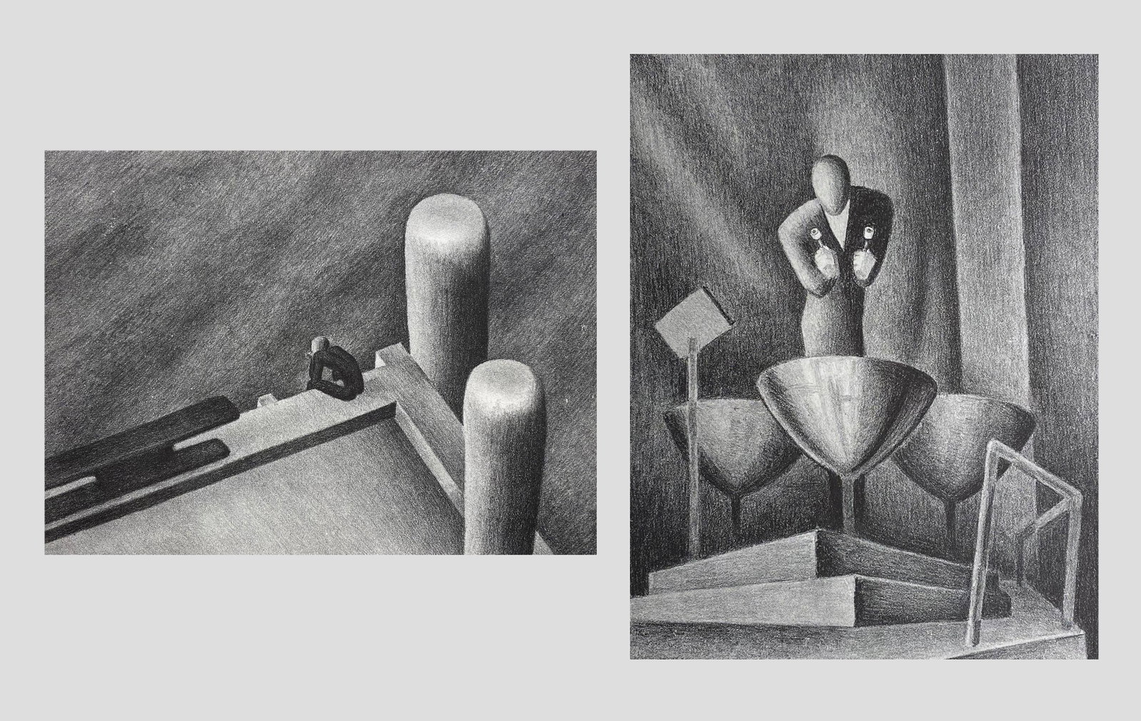 William Sewell (1901 - 1951): LOT OF TWO: A. "Man Contemplating the Atom Bomb"; c. 1945; Lithograph; 7.5" x 10.25"; Estate Stamp Lower Right; Unframed / B. "The Drummer"; 1945; Lithograph; 10.75" x 8.25"; Estate Stamp Lower Right;