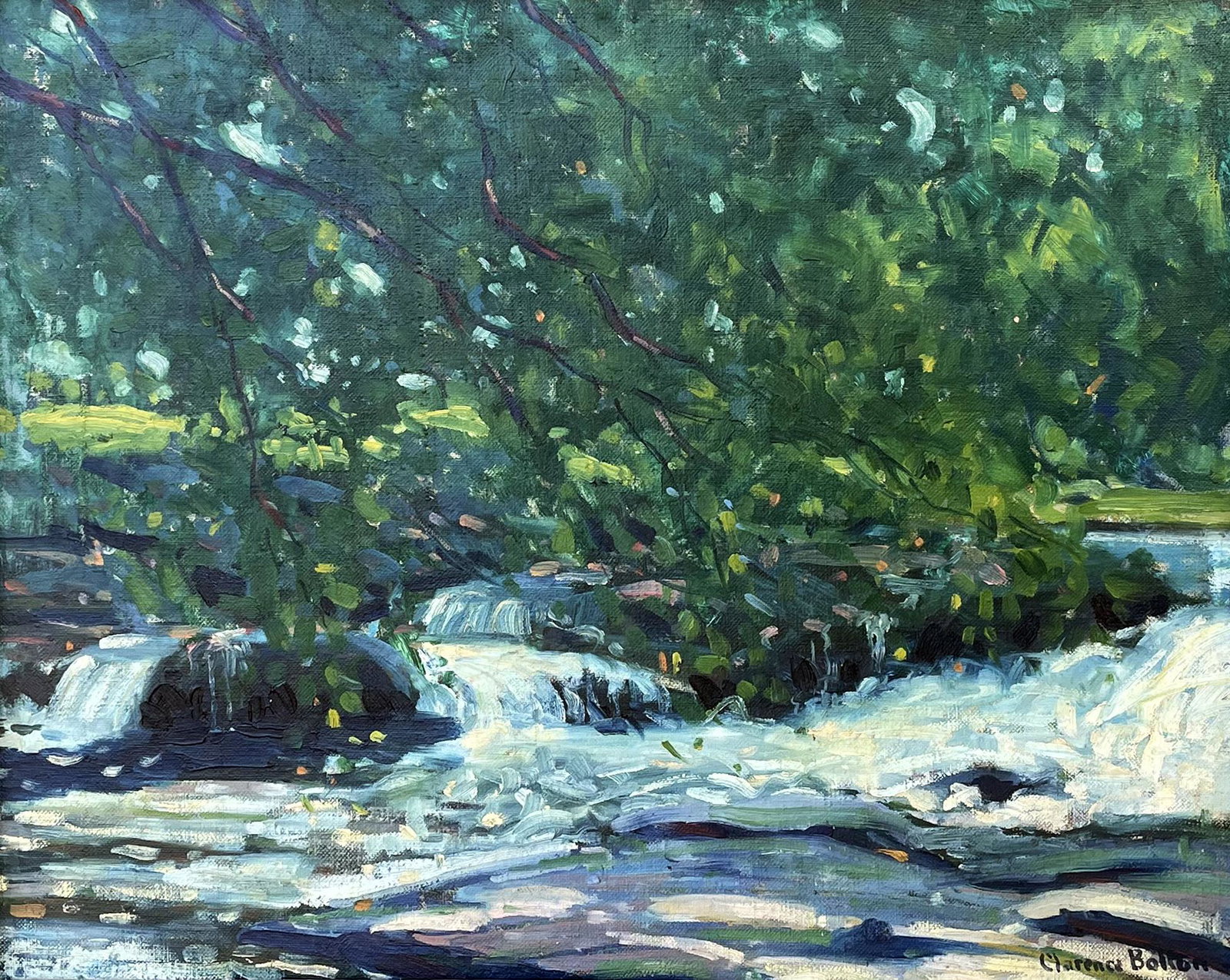 Clarence Bolton (1893 - 1962): "The Brook"; c. 1940; Oil on Canvas; 16" x 20"; Signed Lower Right; Framed.