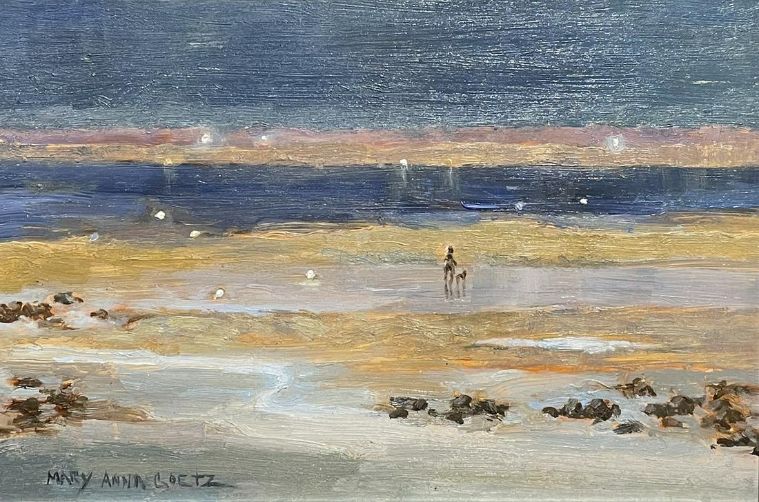 Mary Anna Goetz (b. 1946): "Low Tide at Truro"; c. 2019; Oil on Panel; 5.5" x 8.5"; Signed Lower Left; Framed.