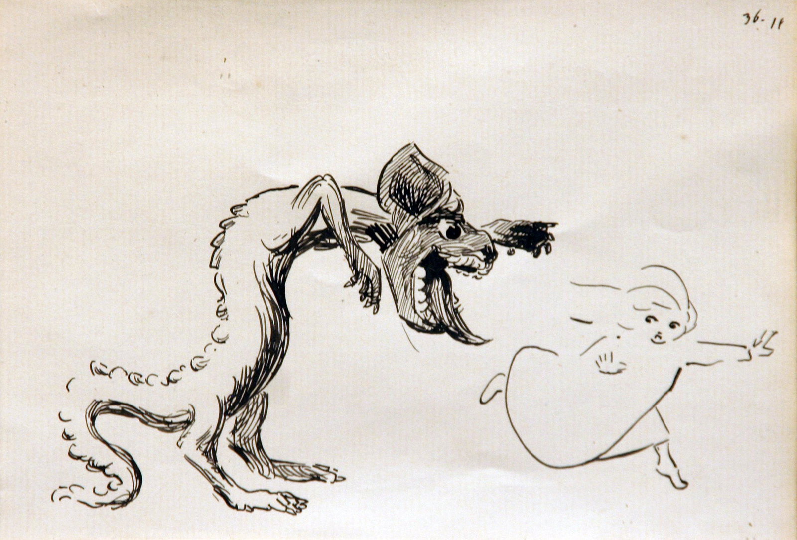 C.S.L. Gore: "Chase"; c. 1930; Ink on Paper; 4.5" x 6.5"; Unsigned; Framed (under glass).
