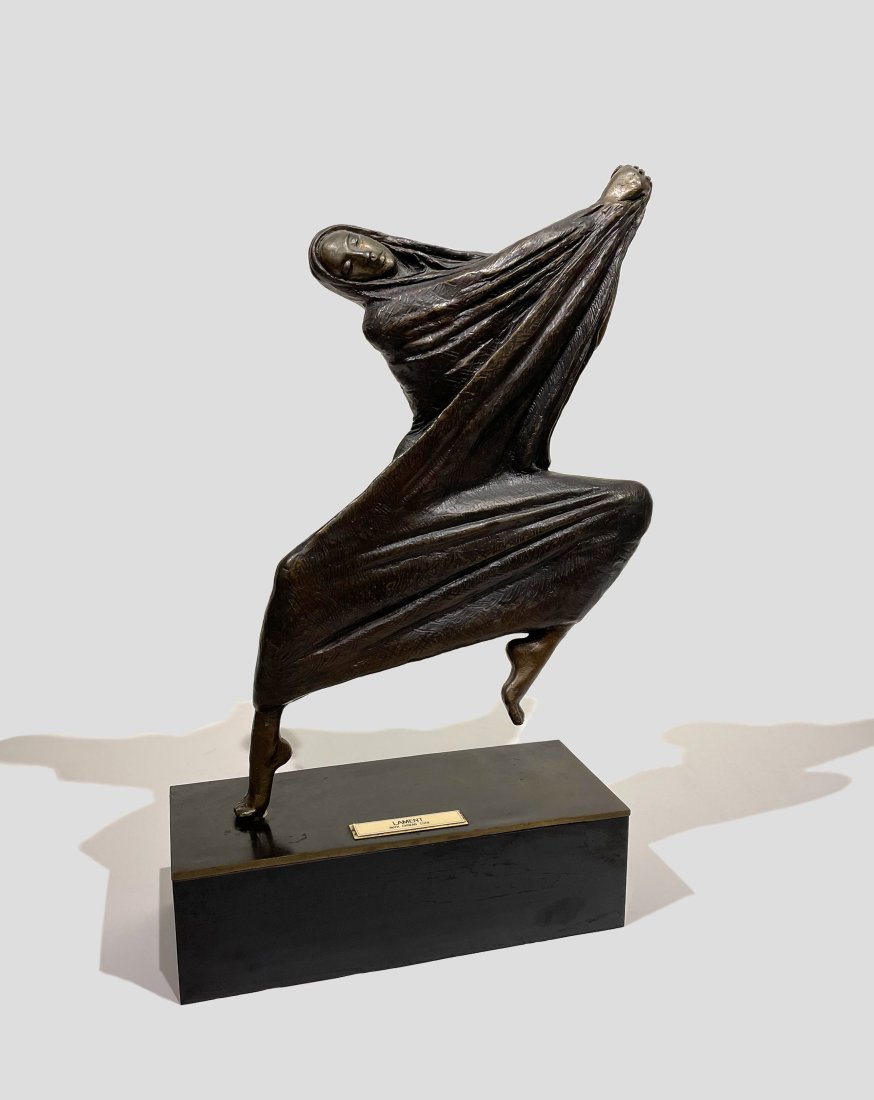 Ruth Chrzan Cook (b. 1933): "Lament"; 20th Century; Bronze; 16" H x 10" W x 3" D (without base); Signed on Verso.