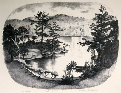 Lucile Blanch (1895-1981): "Lake George"; 1929; Lithograph; 12" x 16"; Signed Lower Right; Framed (under glass).