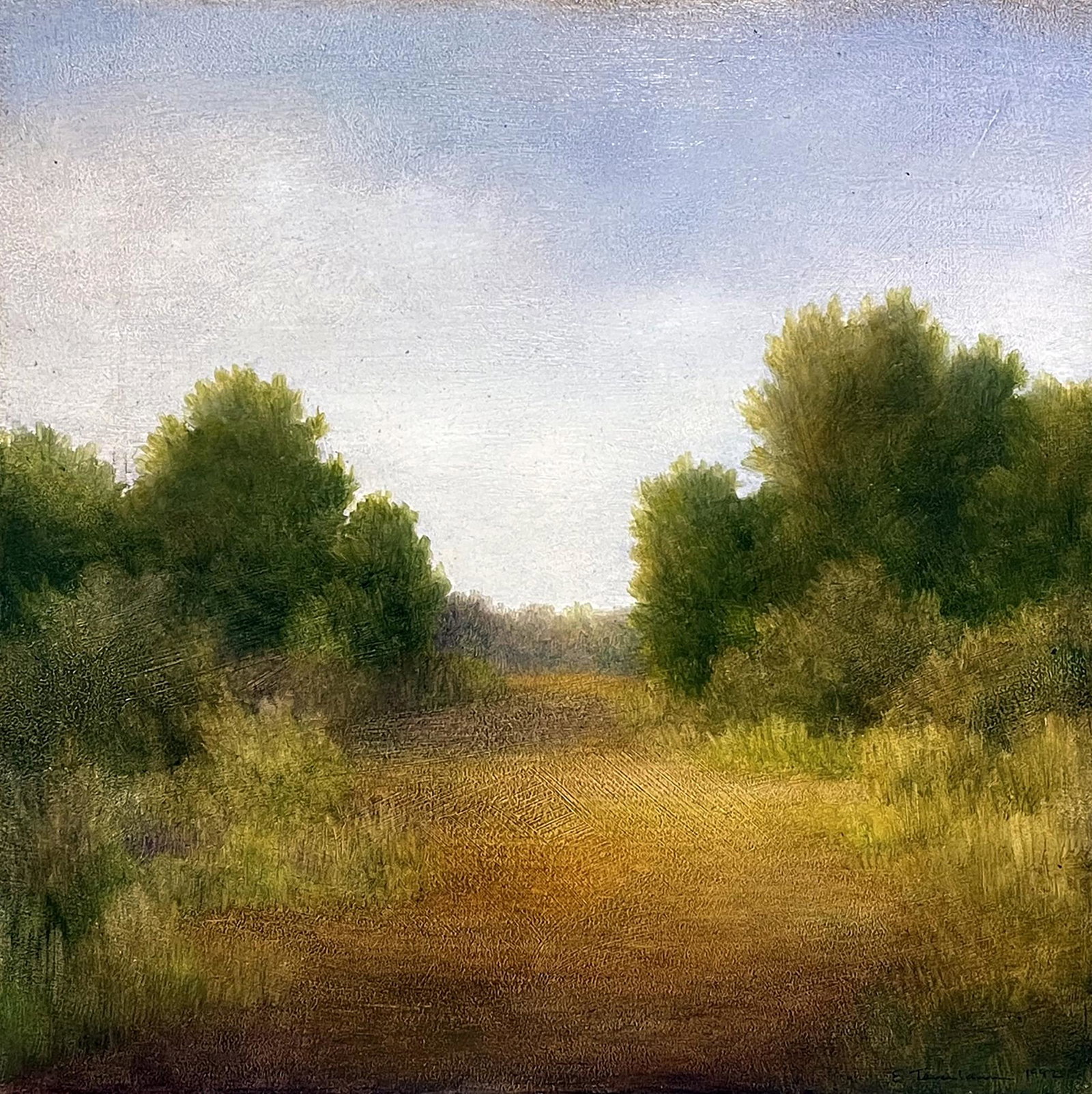 Elisa Tenenbaum: "Departure"; 1992; Oil on Masonite; 13" x 13": Signed Lower Right; Framed.