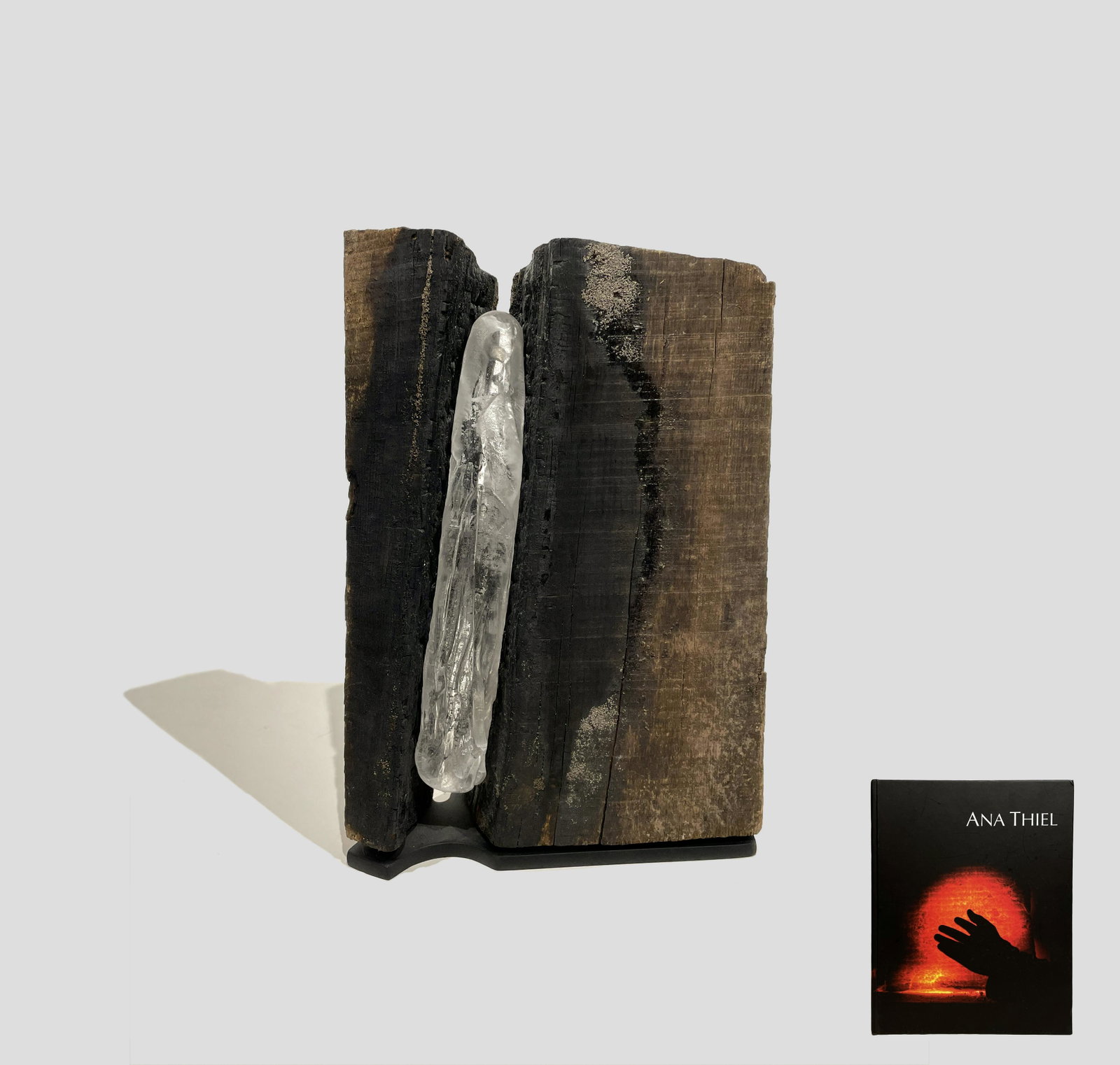 Ana Theil (b. 1958): "Brecha"; 2013; Cast Glass on Wood; 15" x 10" x 5"; Signed (on glass) Lower Left; Provenance: From the Estate of Marcuse "Cusie" Pfeifer (1936 - 2020).