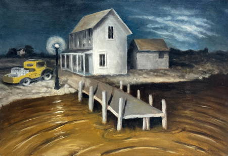 Lucile Blanch (1895-1981): "Night Scene"; c. 1930; Oil on Canvas; 14" x 20"; Signed Lower Right; Framed.