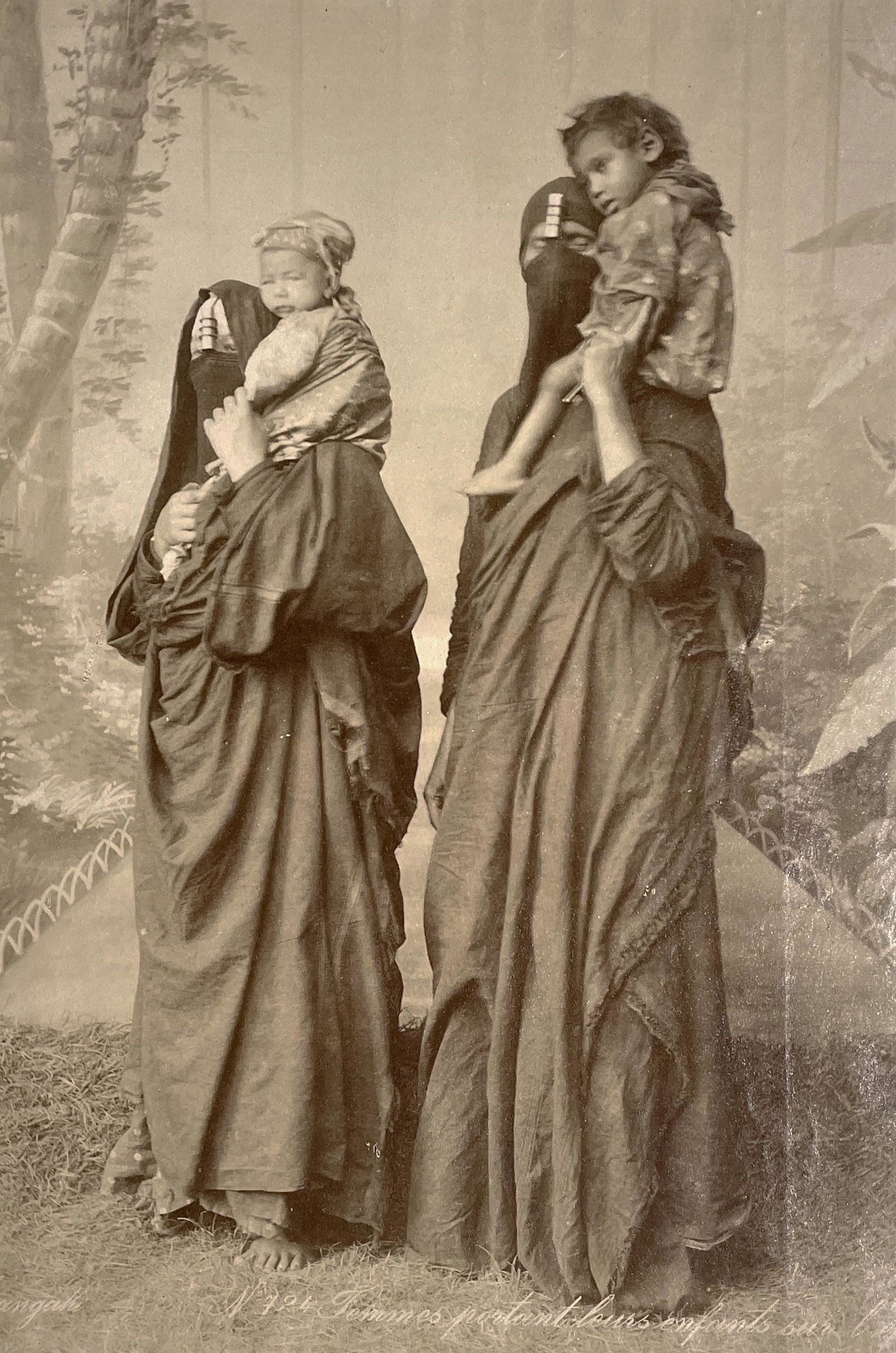 Adelphoi Zangaki (active 1860 - 1889): "Femmes portant leurs enfants sur l'Ã©paule (Women carrying their children on their shoulders)"; c. 1870; Albumen Print; 10.5" x 7"; Signed Lower Left in Negative; Unframed; Provenance: From the Est