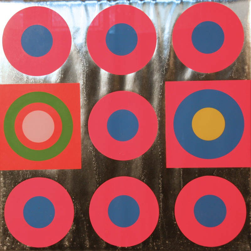 Untitled (Hot Pink/Silver Abstract): Artist: Peter Gee (1932-2005); Silkscreen/Mylar, 1967 (framed); Provenance: Allen Stone Gallery; Signed Lower Right;Dimensions [24"x24"]