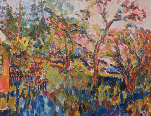 Landscape with Trees: Artist: Jehudith Sobel (b.1924); Oil on Canvas (framed); Signed Lower Right;Dimensions [18.5"x23.5"]