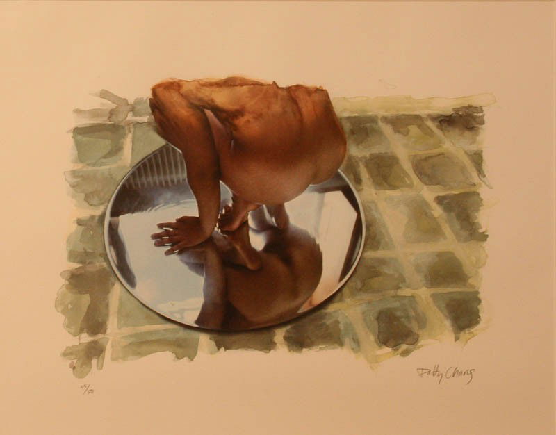 Crouching Nude and Mirror: Artist: Patty Chang (b.1972); Lithograph, c. 2003 (framed); Edition 45/50; Signed Lower Right;Dimensions [18"x24"]