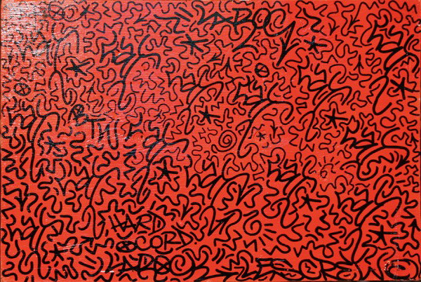 Hardcore: Artist: Angel Ortiz (LA II); Enamel Paint on Wood Panel (unframed); Signed on Verso;Dimensions [17.5"x15.5"]