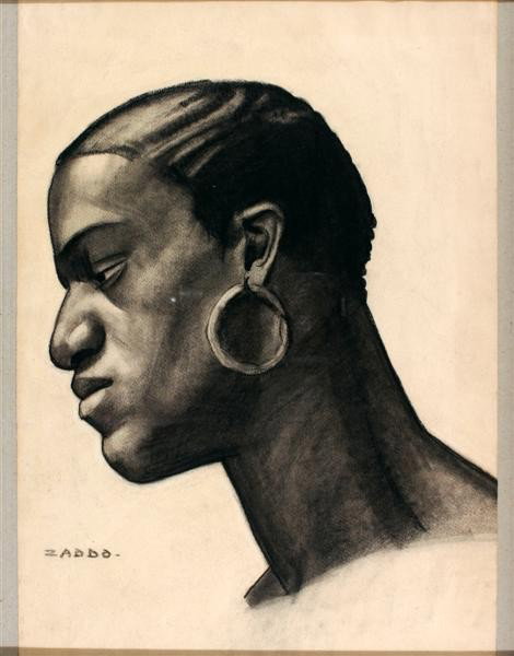 Portrait: Artist: Zaddo; conte/charcoal, 1934 (framed); Friend of Marion Greenwood; Signed Lower Left;Dimensions [14"x20"]