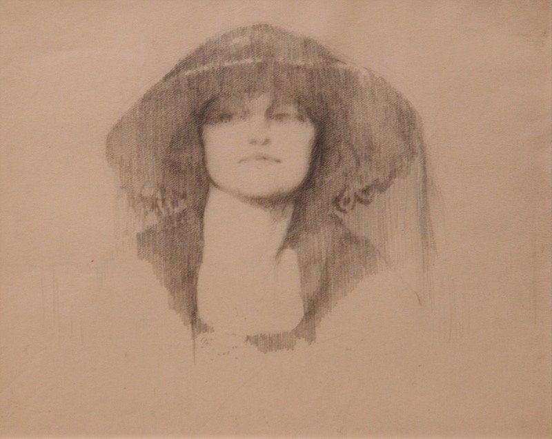 Portrait of a Woman: Artist: Philip Leslie Hale (1865-1931); Graphite on Paper (framed); Unsigned;Dimensions [8"x10"]. Grand Central Art Galleries Exhibition label on verso.