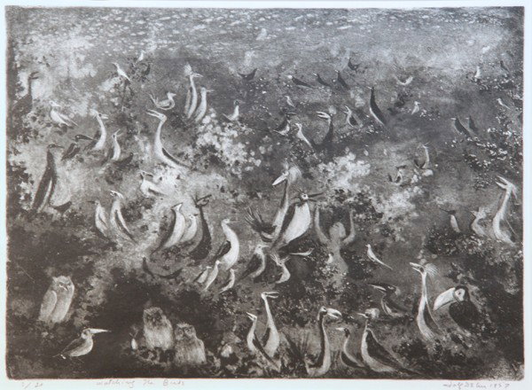 Watching the Birds: Artist: Adolf Dehn (1895-1968); Lithograph, 1957 (unframed); Edition 3/20; Signed Lower Right;Dimensions [11.25"x15.75"]