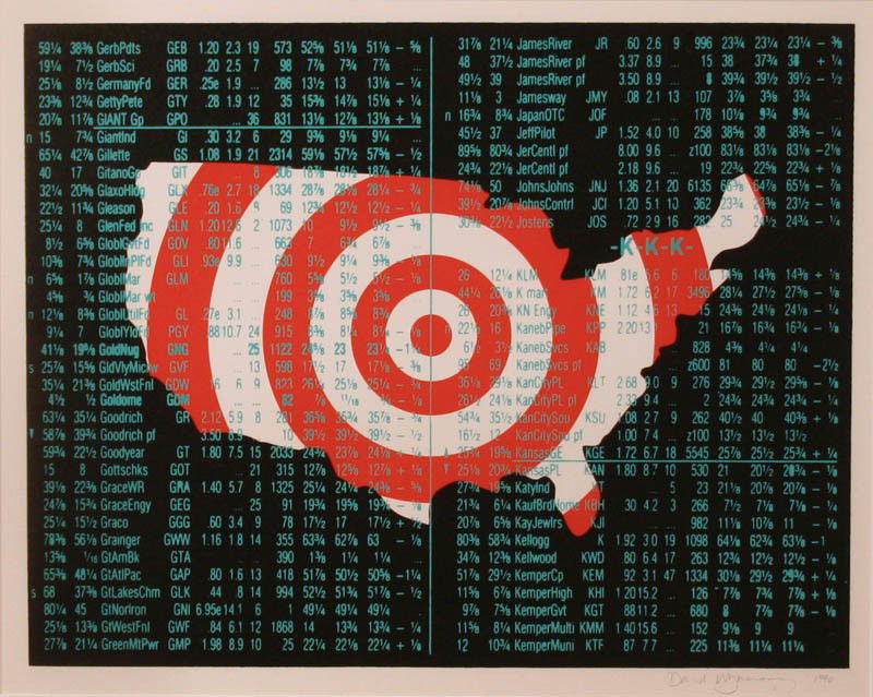 Target U.S. Map: Artist: David Wojnarowicz (1954-1992); Serigraph, 1990 (framed); Signed Lower Right (Indistinctly); Dimensions [18"x24"]