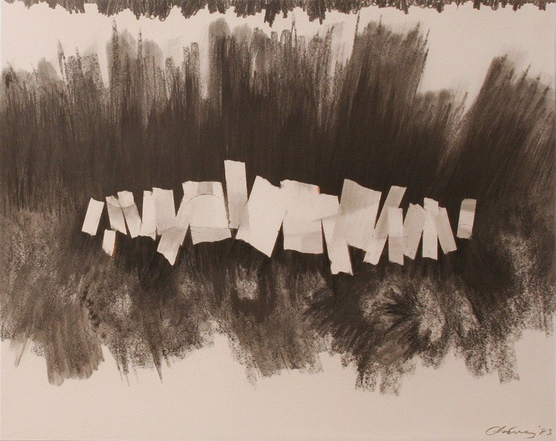 Untitled Abstract: Artist: Edward Chavez (1917-1995); Graphite, 1983 (framed); Signed Lower Right; Dimensions [23"x28.5"]
