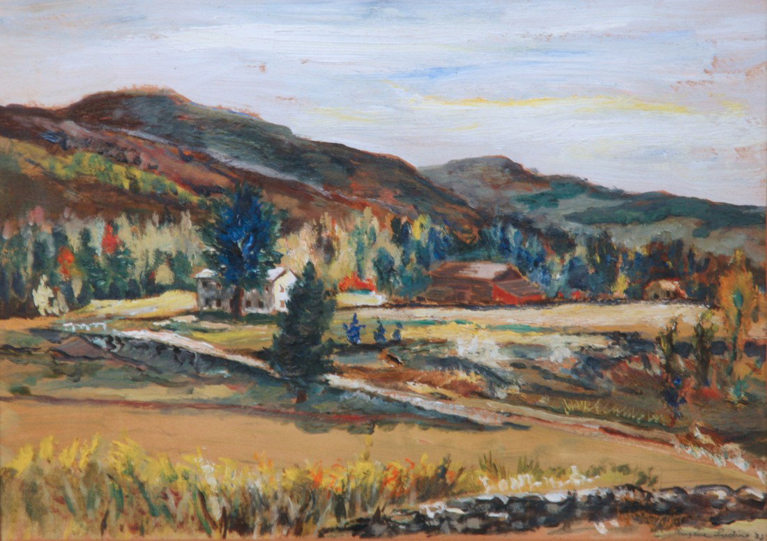 Woodstock Landscape: Artist: Eugene Ludins (1904-1996); Oil on Paper (framed); Signed Lower Right; Dimensions [9.5"x12.75"]