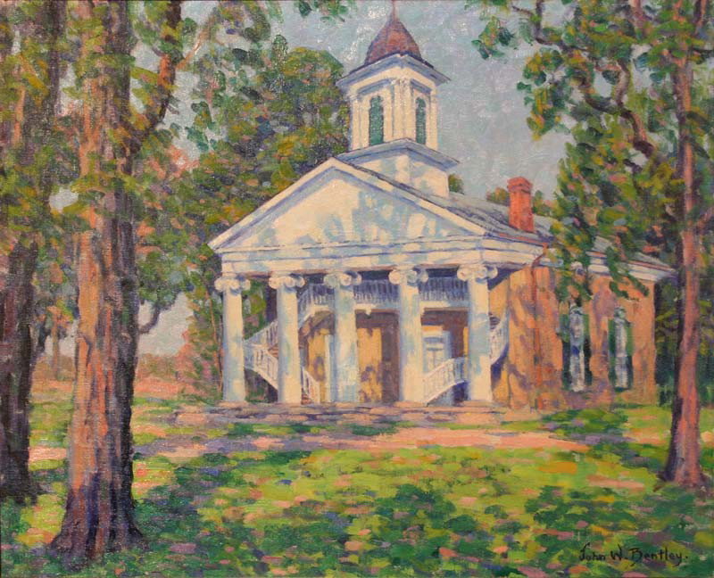 Walkill (NY) Church: Artist: John W. Bentley (1880-1951); Oil on Canvas (framed); Signed Lower Right; Dimensions [15.5"x19.5"]