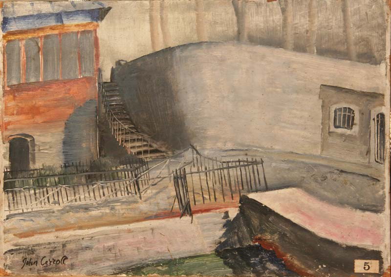 Lot of 2; Walkway by the Seine, Paris/ Lone Island: Artist: John Carroll (1892-1959); Oil on Board, c. 1915 (both unframed); one signed/ one unsigned; Dimensions Both [9.5"x13"]