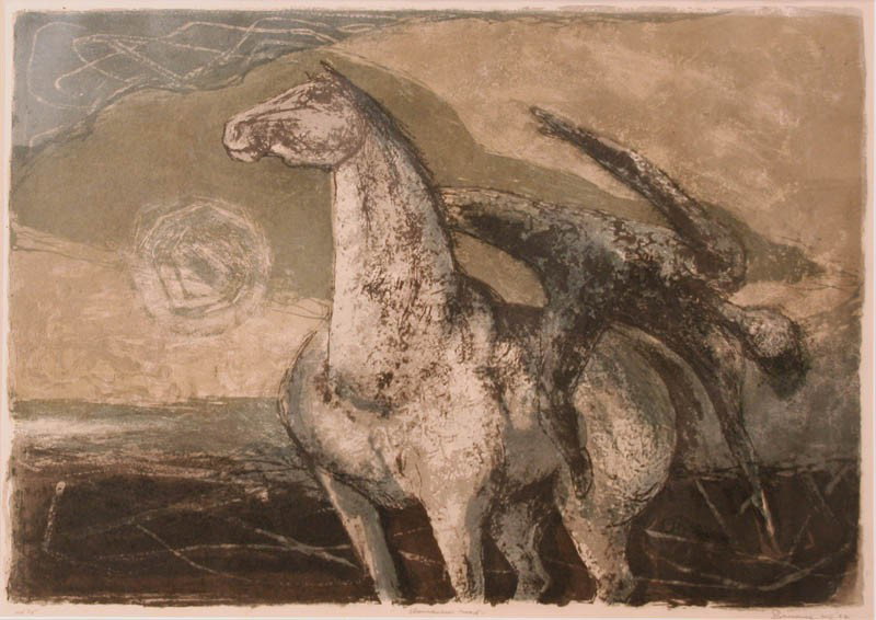 Damascus Road: Artist: Benton Spruance (1904-1967); Lithograph, 1962 (framed); Provenance: Alice Lewis/James Cox Gallery, Woodstock, NY; Signed Lower Right; Dimensions [23"x32"]
