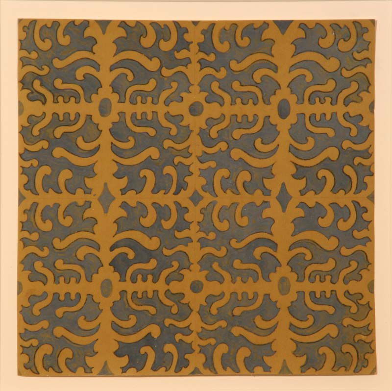 Fabric Design: Artist: Konrad Cramer (1888-1963); Gouache on Paper, c. 1935 (framed); Estate Stamp on Verso; Provenance: Aileen Cramer, artist's daughter; Dimensions [8"x8"]