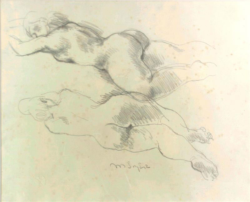 Nude Studies: Artist: Moses Soyer (1899-1974); Pencil on Paper (framed); Signed Lower Right; Dimensions [21"x16.75"]