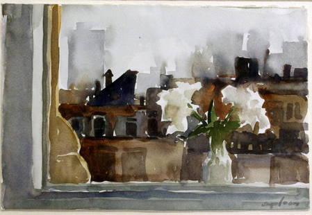 Richard Segalman (1934 - 2021): "New York City Rooftops"; 20th Century; Watercolor on Paper; 7.25" x 11"; Signed Lower Right; Framed (under glass).