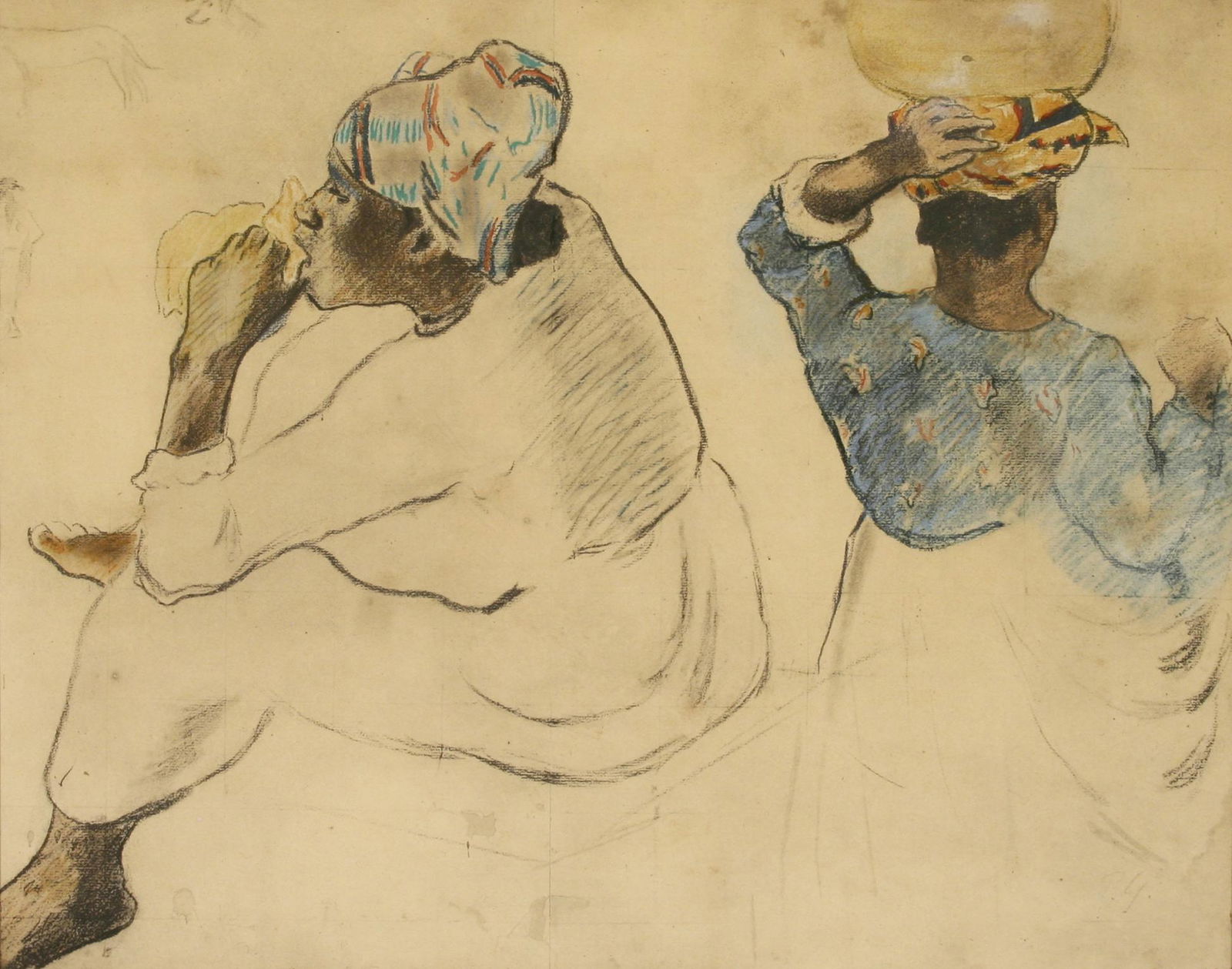 Paul Gauguin (1848-1903): "Martinican Women (1887)"; early 20th Century; Collotype; 16" x 20"; Initialled Lower Right ('P.G.' - in plate); Framed (under glass).