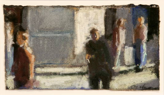 Richard Segalman (1934 - 2021): "Street Scene - NYC"; 20th Century; Pastel on Paper; 4.25" x 7.5"; Signed Lower Right; Framed (under glass).