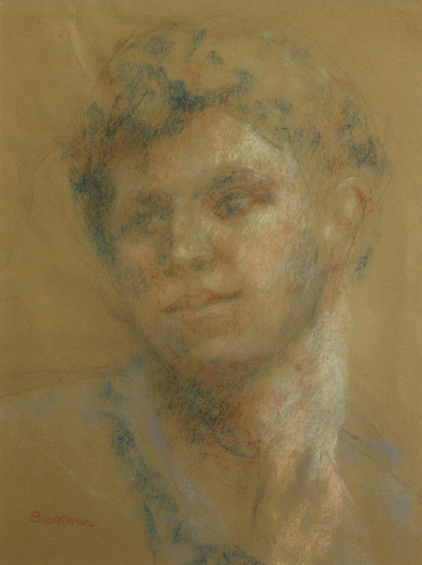 Robert Brackman (1898 - 1980): "Portrait"; c. 1970; Pastel on Paper; 14" x 10.25"; Signed Lower Right; Framed (under glass); Note: minor tear upper left (approx. 1").