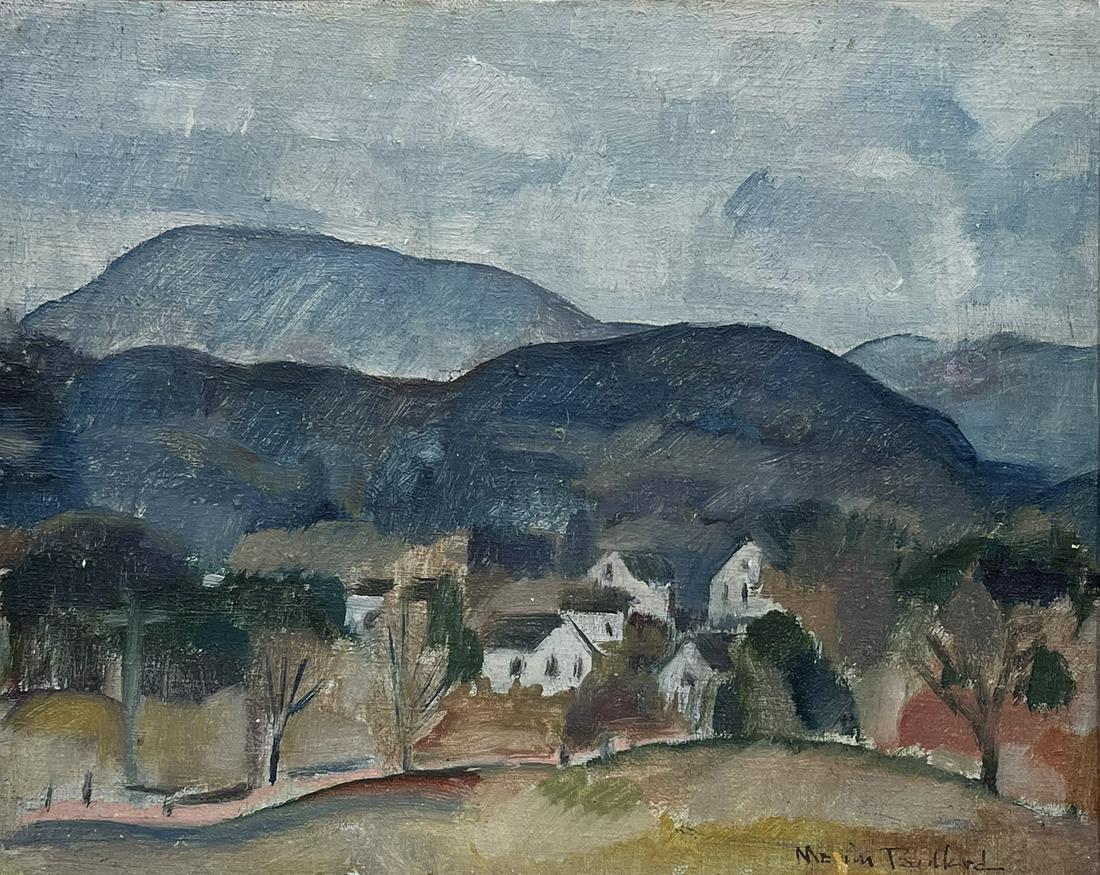 Marion Bullard (1878 - 1950): "Woodstock Landscape"; c. 1930; Oil on Board; 7.75" x 9.5"; Signed Lower Right; Framed; Note: condition to frame.