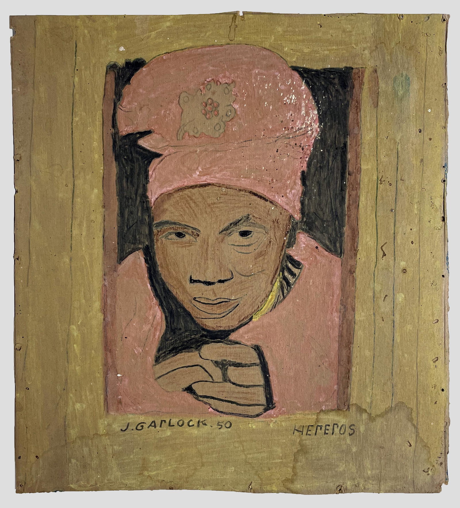 Joseph Garlock (1884 - 1980): "Hepepos"; 1950; Mixed Media on Board; 13.5" x 11.5"; Signed Lower Left; Unframed.