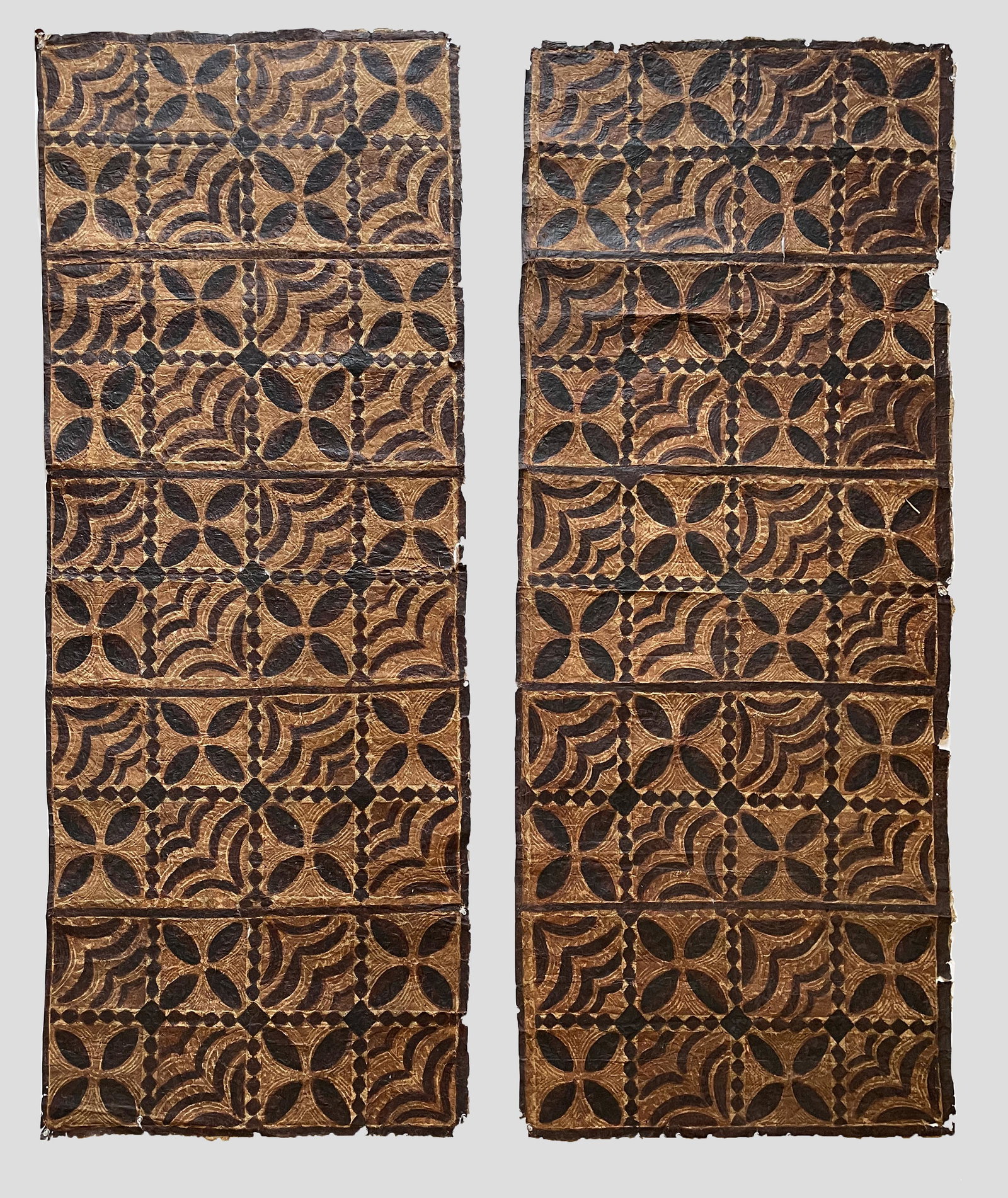 American Samoan Tapa: Two American Samoan Tapas; Possibly 19th Century; Ink on Barkwood; 30" x 74" (Each); Unframed.