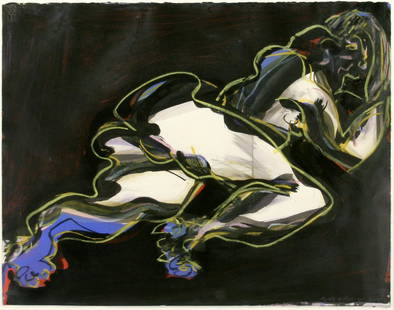 Nicholas Marsicano (1908 - 1991): "Calliope"; 1970; Acrylic, Ink and Pastel on Paper; 20.25" x 26"; Signed Lower Right; Framed (under glass).