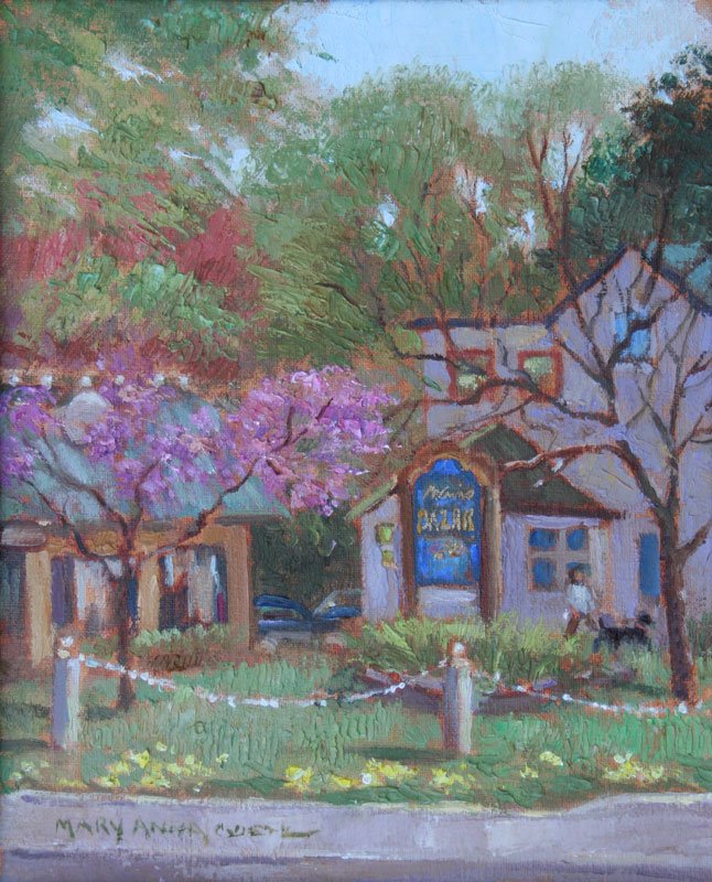 Mary Anna Goetz, Maria's Bazar: Mary Anna Goetz (b. 1946), Oil on Canvas, 2010, SLL, Framed, 9 x 11,