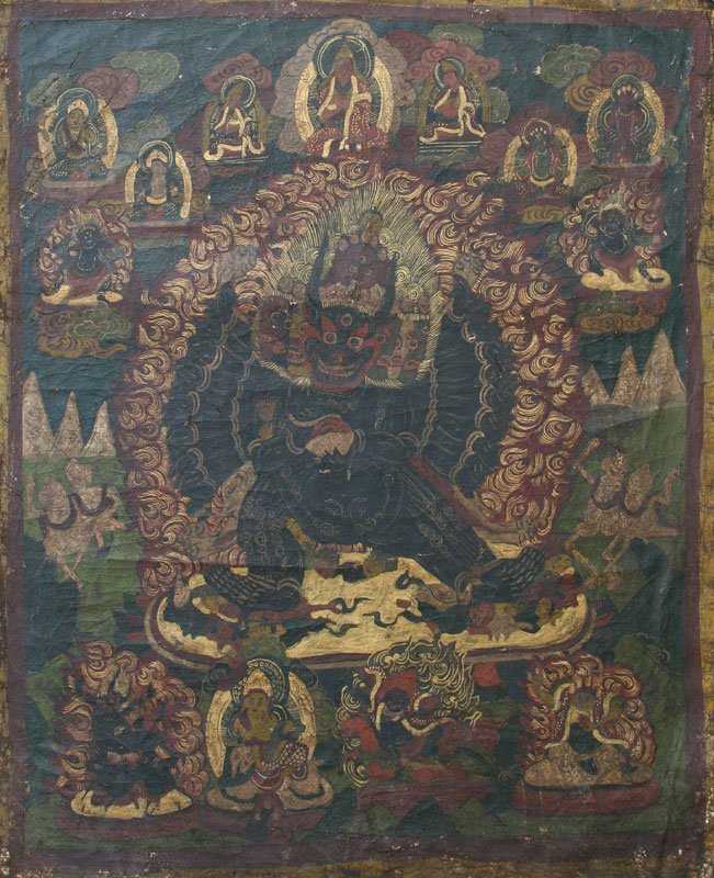 Unknown, Tibetan Tanka: Polychromed Fabric, Unframed, 25.5 x 21