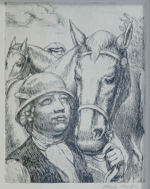 Kenneth Hayes Miller, Studies for "The Horse Show": Kenneth Hayes Miller (1876-1952) Top: Etching, Bottom: Graphite, c. 1934, SLR, Framed, Top: 5.5 x 4.5 Bottom, 3.75 x 3.5 AAA certificate for both on verso
