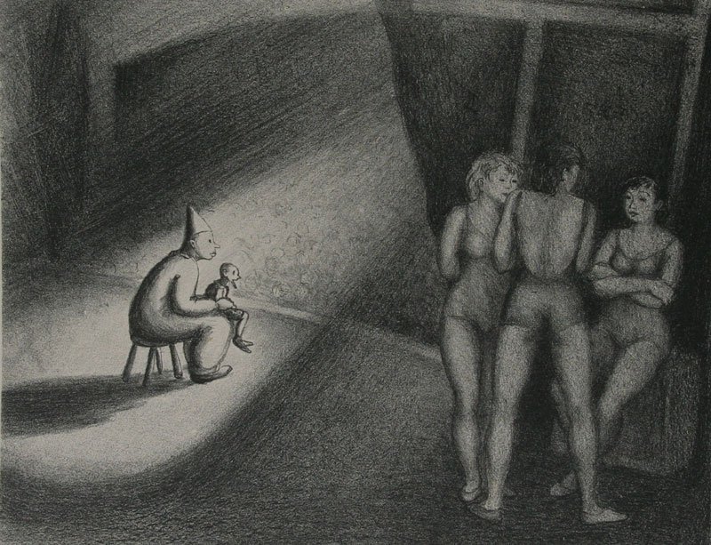 Unknown, Untitled (Spotlight): Ro_ _ne? Lithograph, c. 1940, 3/10, SLL (indistinctly), Unframed, 7.75 x 10