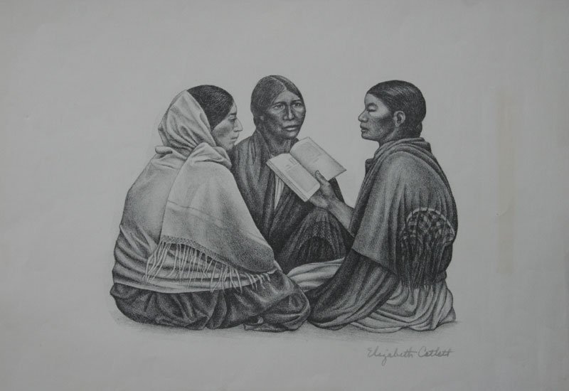 Elizabeth Catlett, Lesson: Elizabeth Catlett (1915-2012) Lithograph, c. 1955, SLR, Unframed, 15 x 18.5