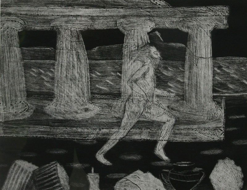 Charles Garabekian, Greek Runner: Charles Garabekian (b. 1923), Acquatint,1980 , SLR, Framed, 11 x 15.5. Signed C. Garabek