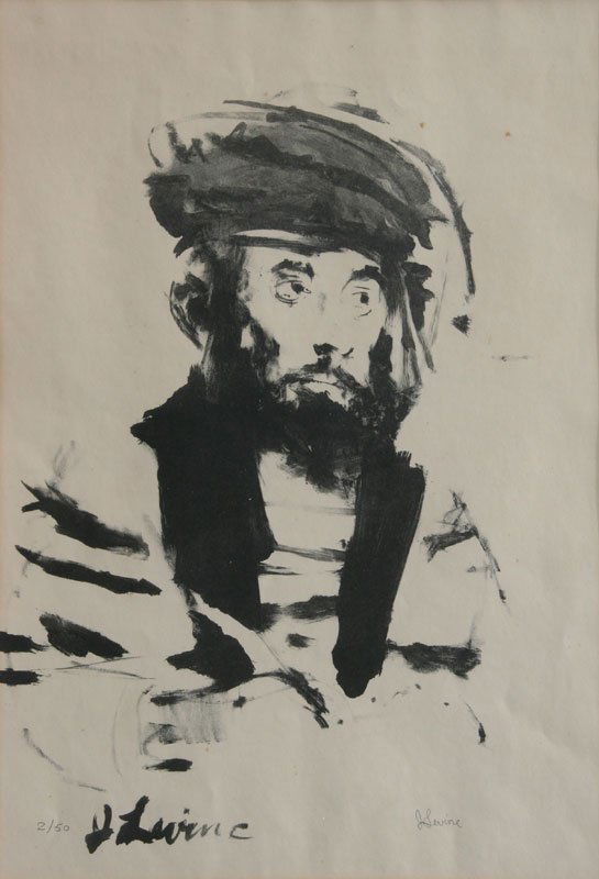 Jack Levine, Rabbi: Jack Levine (1915-), Lithograph, c. 1970, 2/50, SLL & in Stone, Framed 16 x 11.5