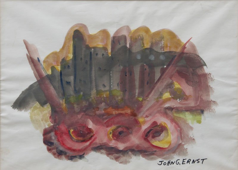 John G. Ernst, New York: John G. Ernst (1920-1995), New York, Watercolor on Paper,c. 1985 , SLR, Framed, 10 x 13,