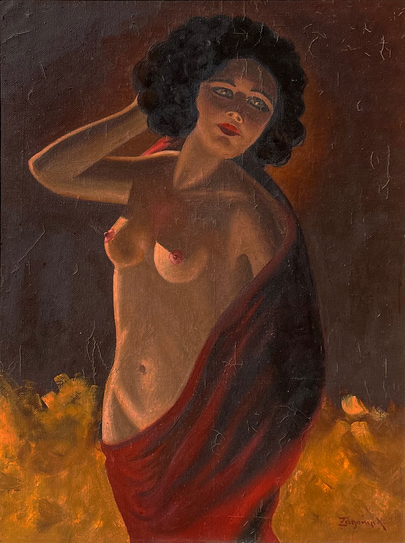 Unknown Artist: "Nude"; mid 20th Century; Oil on Canvas; 30.5" x 22.75; Signed Lower Right; Framed.