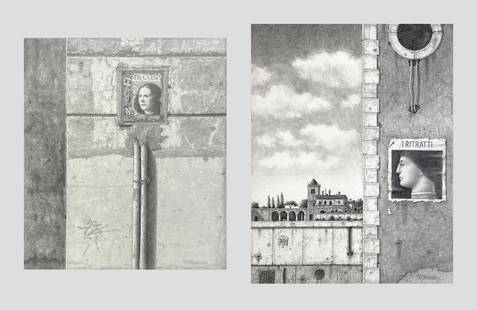 Lionel Kalish (American, 1931 - 2022): LOT OF TWO: A. "A Wall on the Via Sistina - Italy"; 20th Century; Graphite on Paper; 15.75" x 13"; Signed Lower Right; Unframed / B. "A Wall Near Maccagno"; 20th Century; Graphite on Paper; 27" x 21";